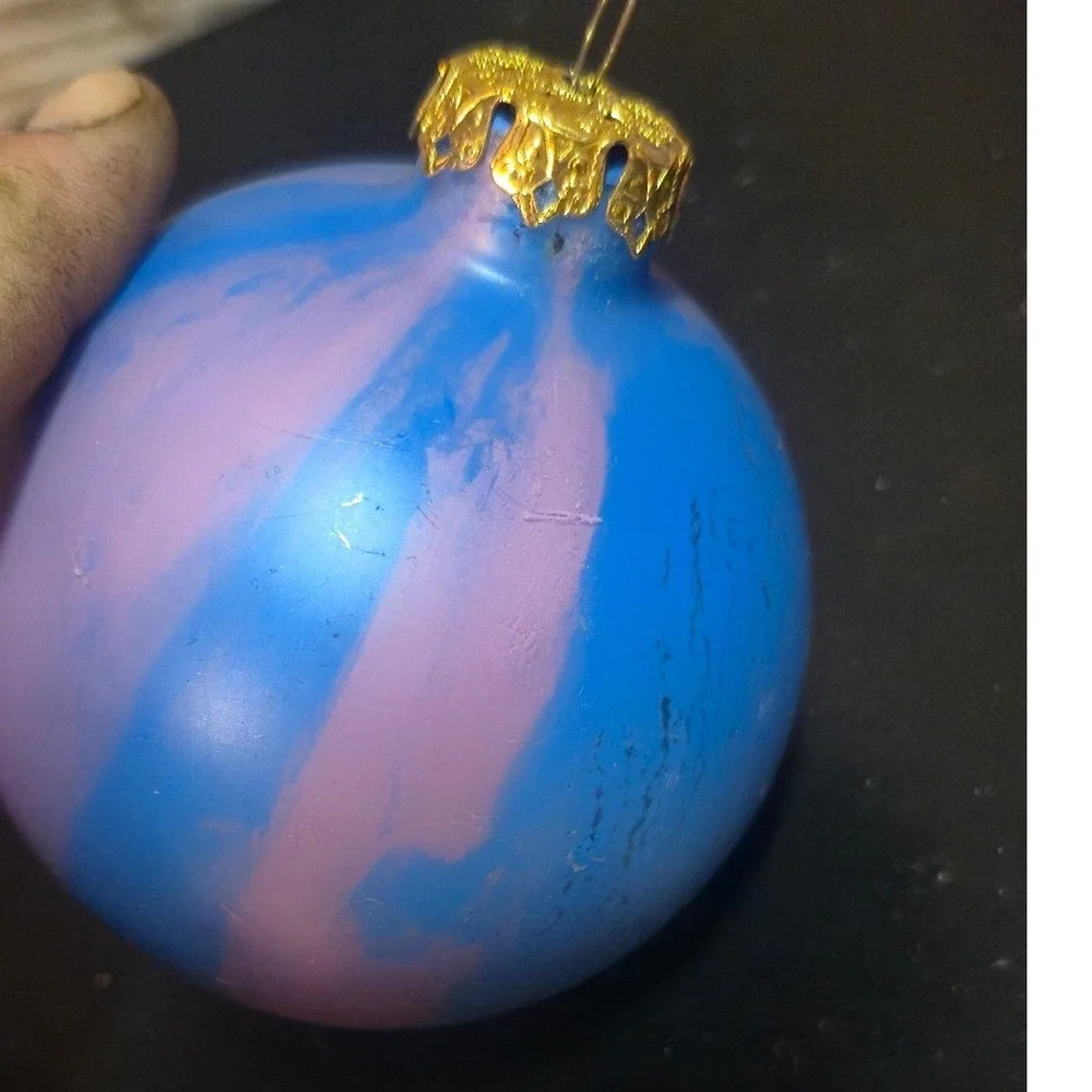 Set of 8 Hand Painted Swirl Glass Ball Christmas Ornaments Multicolor 3 Inch